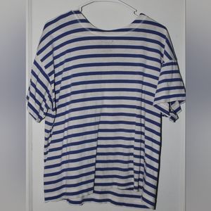 Vintage 90s Woolrich T-Shirt Blue and White Striped Women's XL